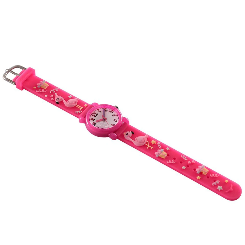 

1pc Cartoon 3D Waterproof Flamingo Pattern Light Design Wrist 3D Kids Watch Watch For Children Boys Girls Gift Rosy