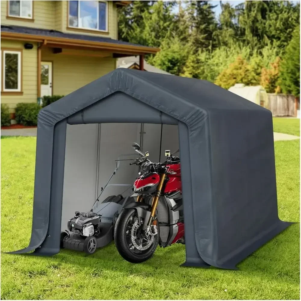 Durable Outdoor Storage Shed with Zipper Door for Cars, Motorcycles, and Tools