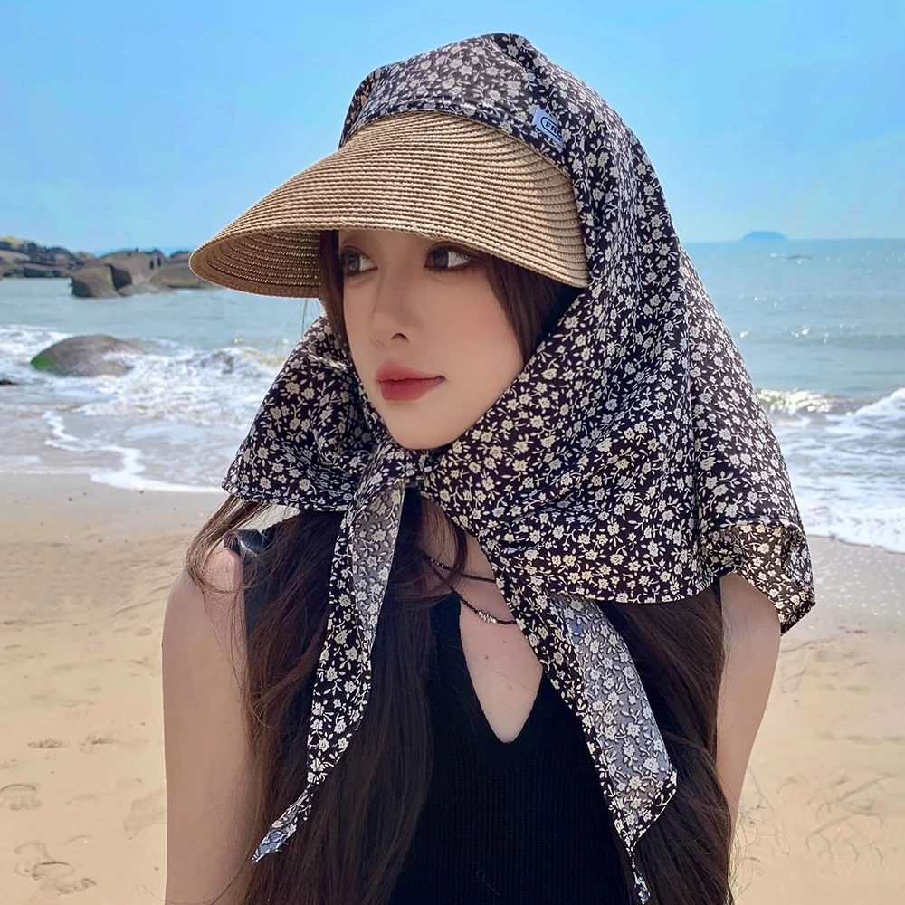 

French Retro Headscarf Hat Sweet Loli UV Protection Peaked Cap Quick Drying Lace-up Baseball Cap for Women Spring and Summer