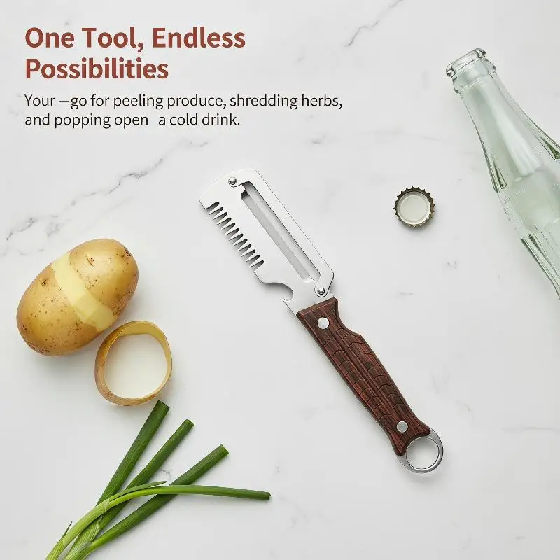 Onion Slicer Multifunctional Sharp Stainless Steel Rustproof Vegetable Chopper Shredding Peeling Bottle Opener Kitchen Gadget