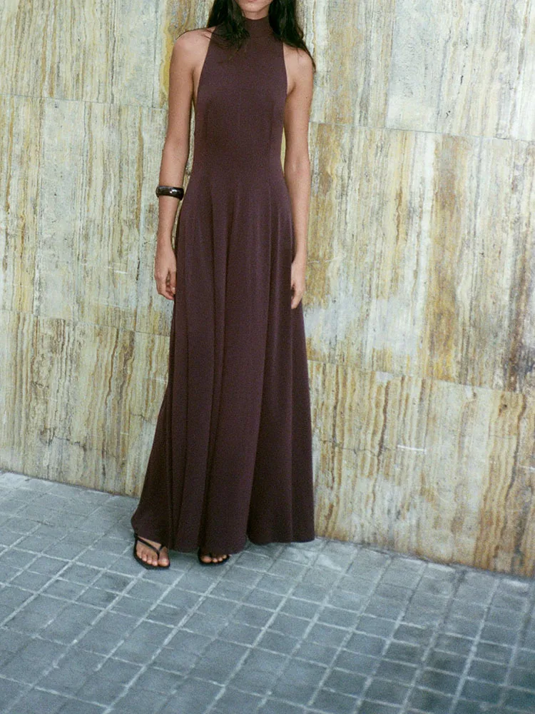 

Модное длинное вечернее платье с воротником-стойкой, новинка осени 2025, удобное, с завышенной талией, однотонное, для свадьбы