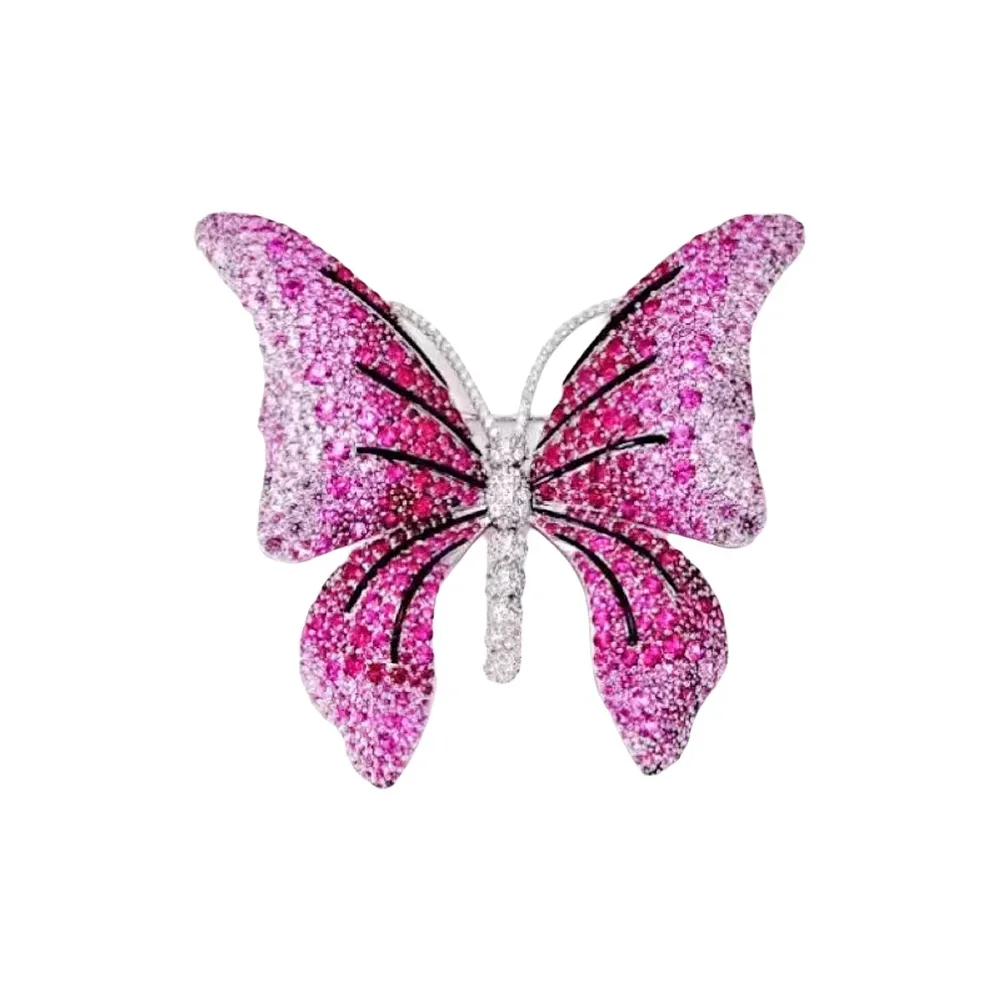 

ZOCA Insect Pink Color Butterfly Brooch 925 Sterling Silver With Cubic Zircon Fine Women Jewelry Luxury Jewelry 63*61MM