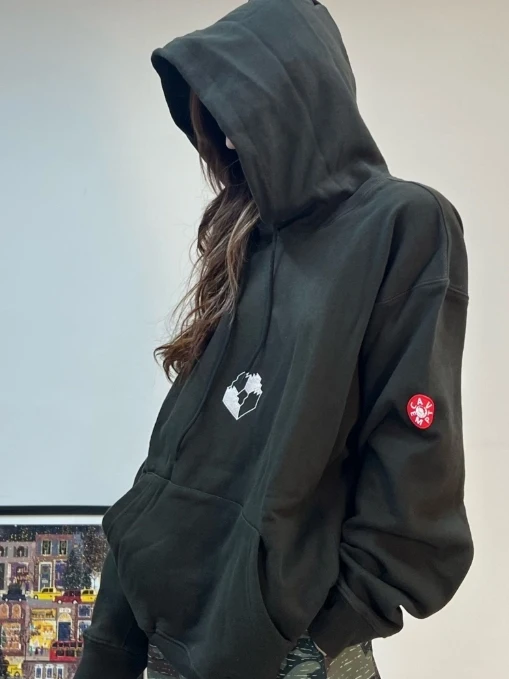 

Cavempt Heavyweight Hoodie Men's Loose Versatile Bla Overhead Autumn Winter Fce Jaet Fem Embroidery Top ex