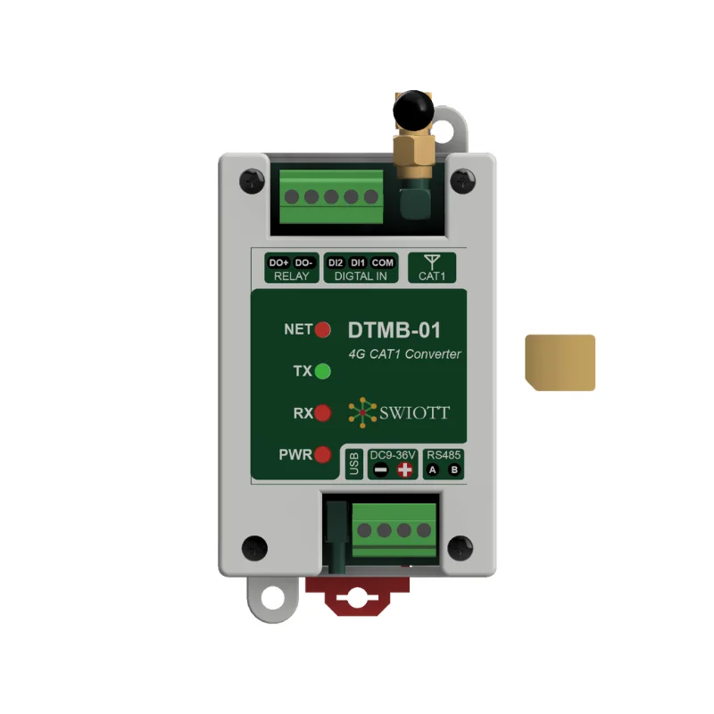 

DTML01 RS485 Industrial Data Acquisition Digital Input LoRaWAN and CAT1 4G Transmission Wireless LoRa Converter DTU Modem