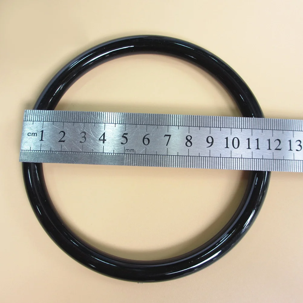 

2Pcs Plastic Round Bag Handles Black 10Cm Diameter Eco Friendly DIY Bag Accessories Handmade Replacement for Handbag Clutch