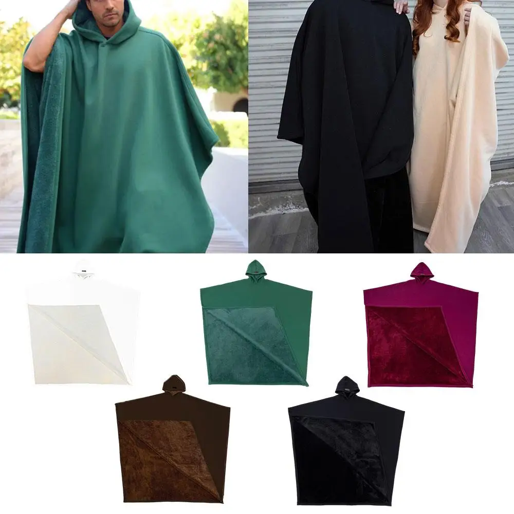 

Свободное одеяло в стиле панк с шапкой, плащ, толстовка с капюшоном, мужская толстовка, мужские топы, теплый осенне-зимний свободный плащ, однотонное женское пальто