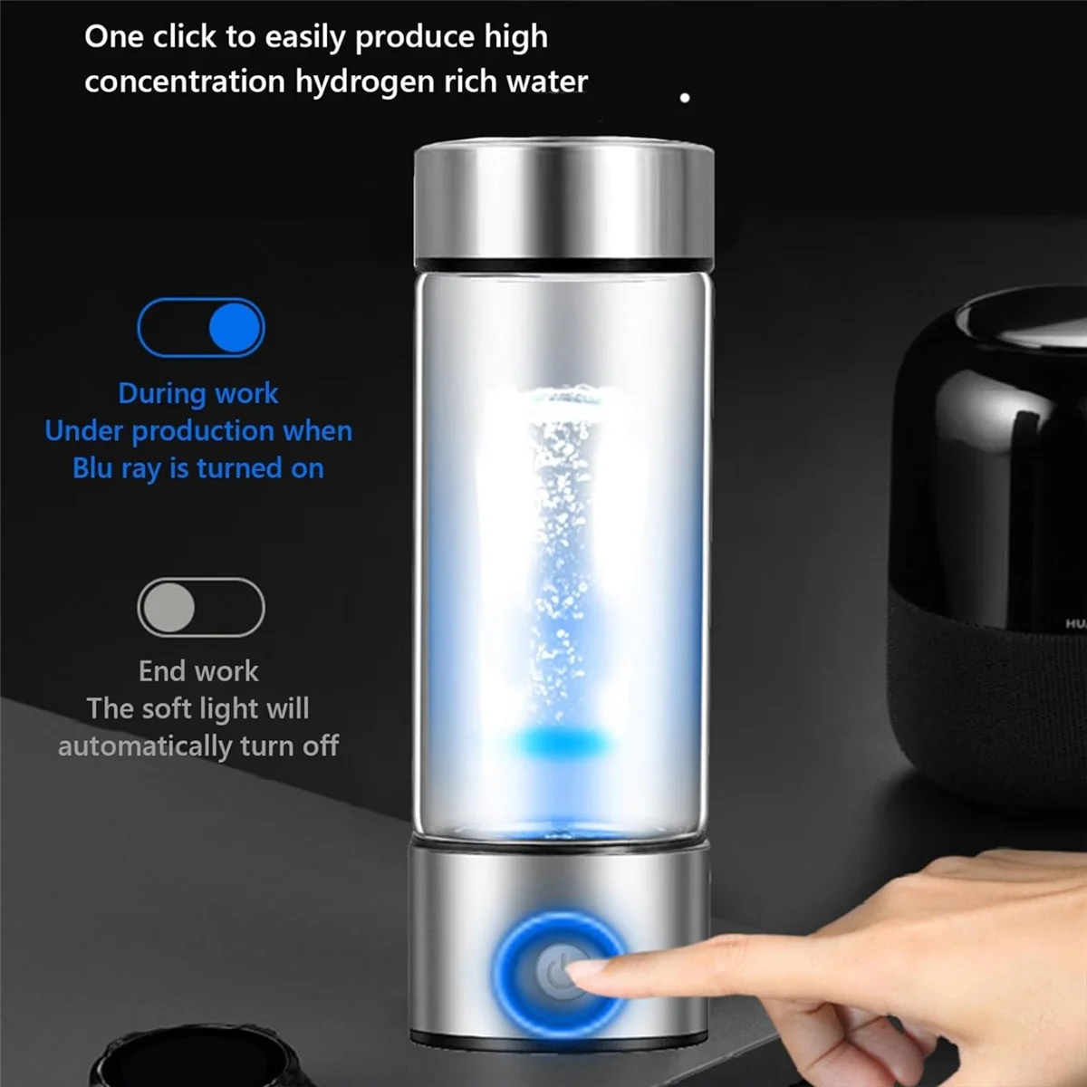

[stock] Hydrogen Water Bottle, Hydrogen Water Generator, Rechargeable Glass Hydrogen Water Machine Health Cup for Home Travel