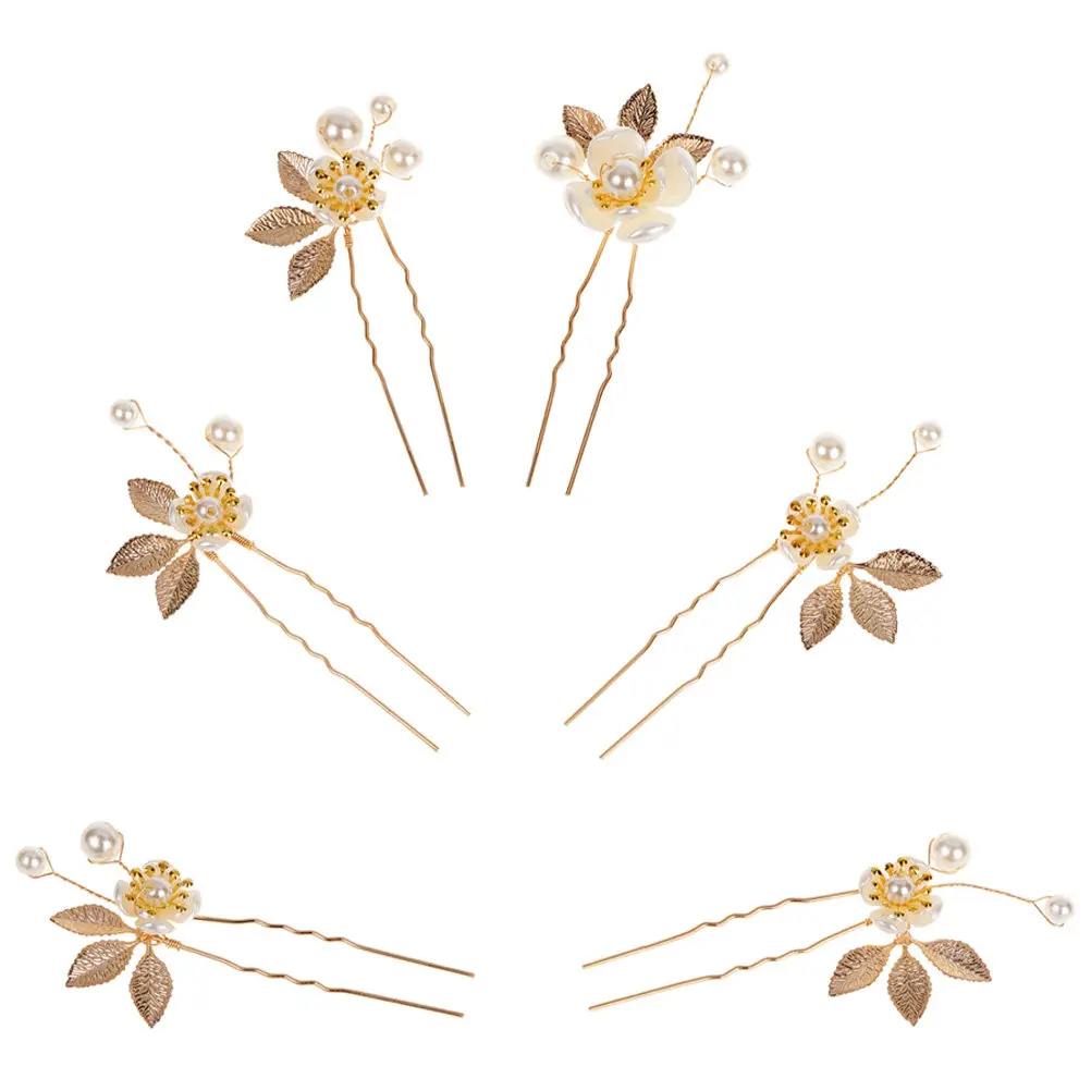 

6Pcs Alloy Hairpin Set Wedding Hairpins Bridal Hair Forks Flower Design Elegant Hair Stick for Bride Mother Girlfriend Gift