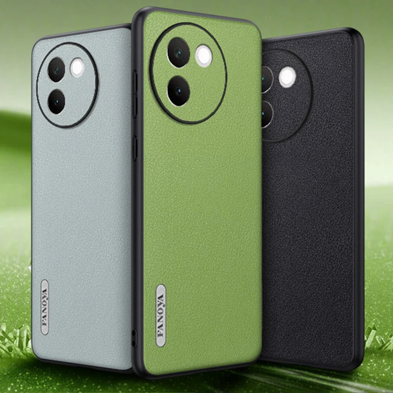 

Leather Case for vivo V30e V 30e Luxury Matte Vegetable Tanning Full Camera Silicone Protection Hard Phone Cover vivoV30e Coque