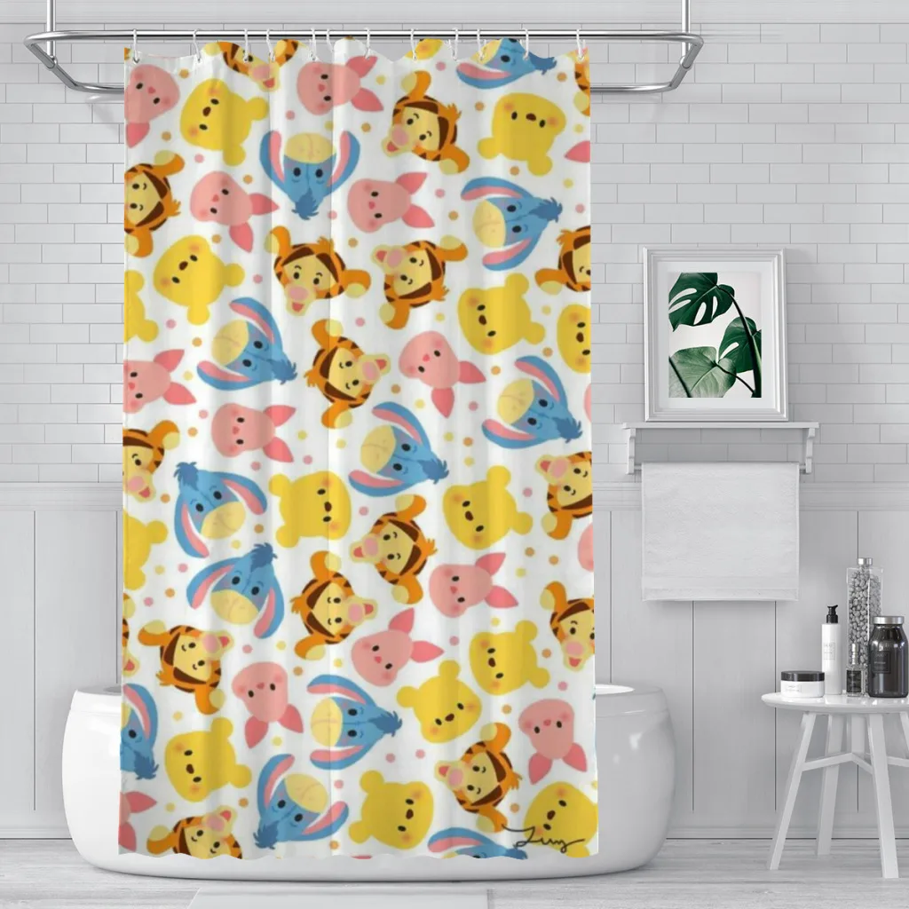 

Winnie The Pooh And The Wind Blows Shower Curtain Landscape Bath Curtain With Hooks for Bathroom waterproof scenery