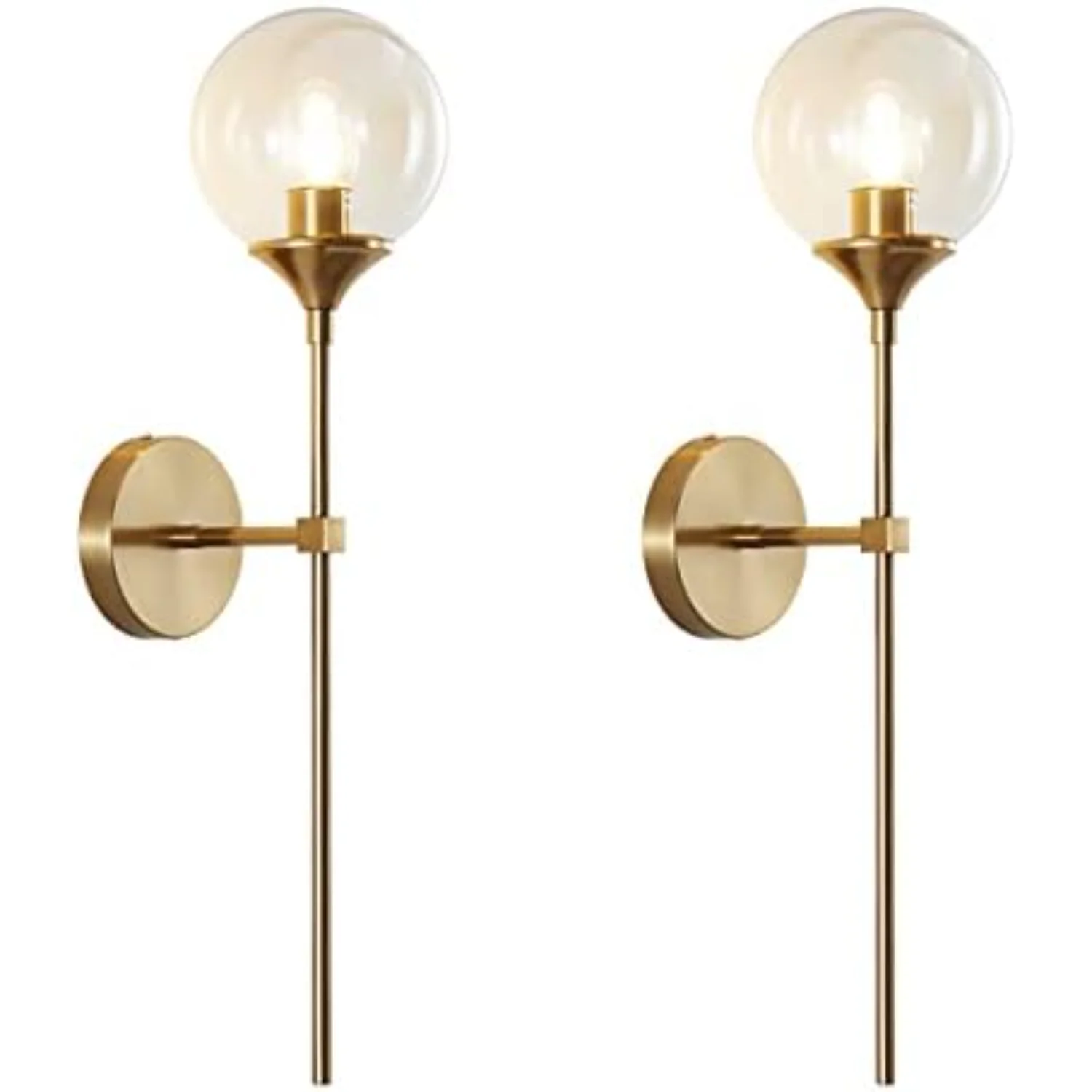 

Clear Bubble Glass Mounted Sconce Light Set of 2 Modern Brass Gold Long Pole Sconce Lighting Set of Two Mid Century Vintage B