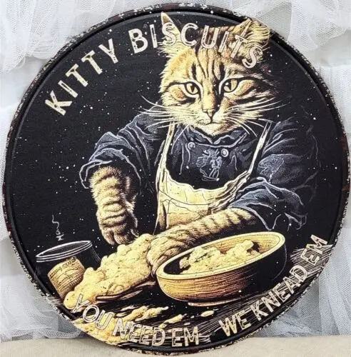 Victorian Trading Co Murray's Kitty Biscuits Baking Cat Tin Wall Sign 8C