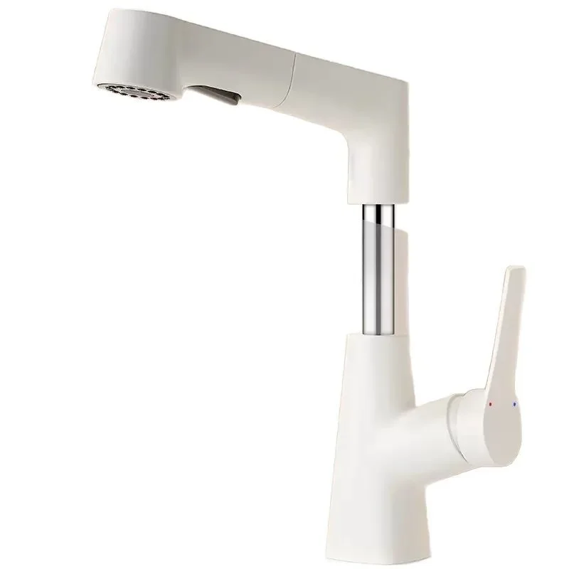 

Cream wind lift pull-out basin faucet hot and cold toilet wash basin bathroom cabinet all copper faucet household