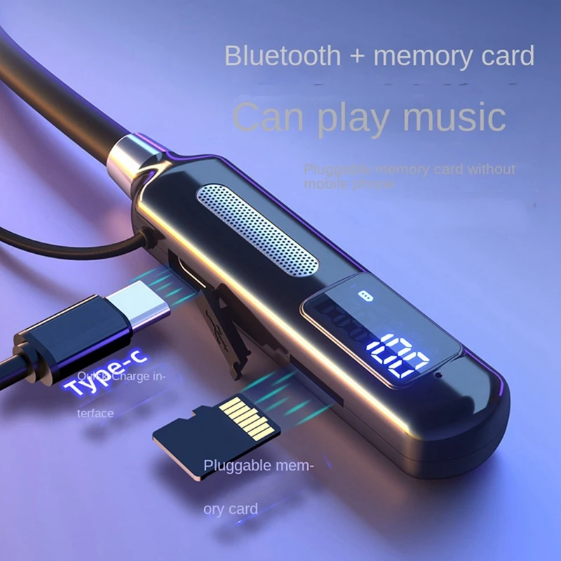 Hanging Neck Headset Smart Digital Display Pedometer ABS Sports Plug-In Card Bluetooth Headset