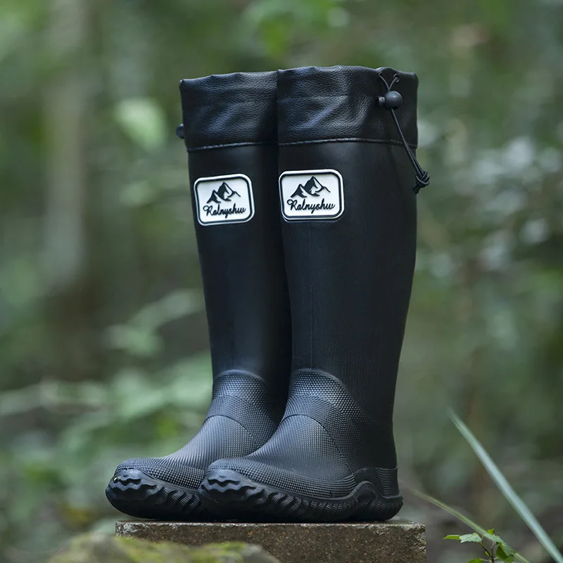 Rain Boots for Men Fashionable Igh-Top Rain Boots Outer Wear Long-Tube Waterproof Non-Slip Couple Style Outdoor Fishing Boots image 4