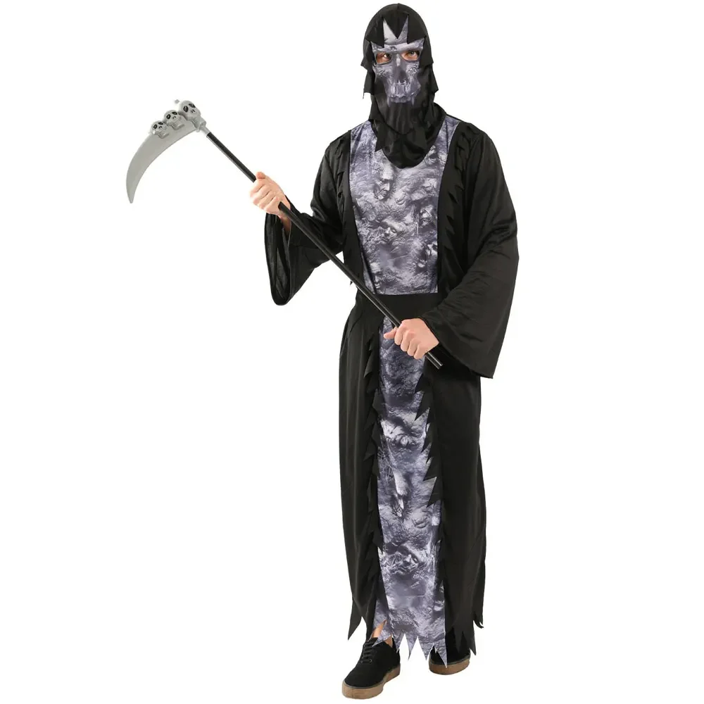 Adult Demon Costume Scary Monster Azrael Death Grim Reaper Halloween Costumes for Men