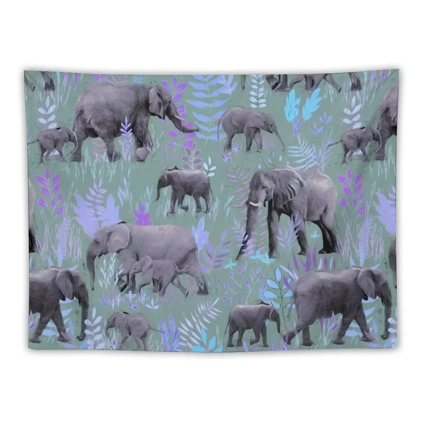 

Sweet Elephants in Purple and Grey Tapestry Wall Carpet Decoration Room Room Decorations Aesthetic Tapestry