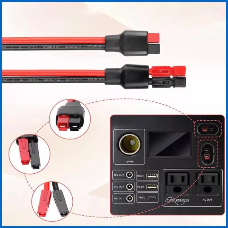 30A/45A to 50A GrayPlug Connector Line 12AWG Copper Wire Solar Battery Extension Charging Cable 12V/24V 0.5M/1M/2/3M Customize