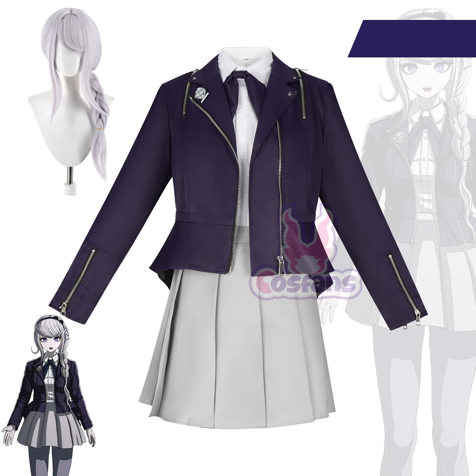 

The Hundred Line Kirifuji Nozomi Fuyahiroki Cosplay Costume Wig Uniform Woman Set Last Defense Academy Halloween Carnival Party