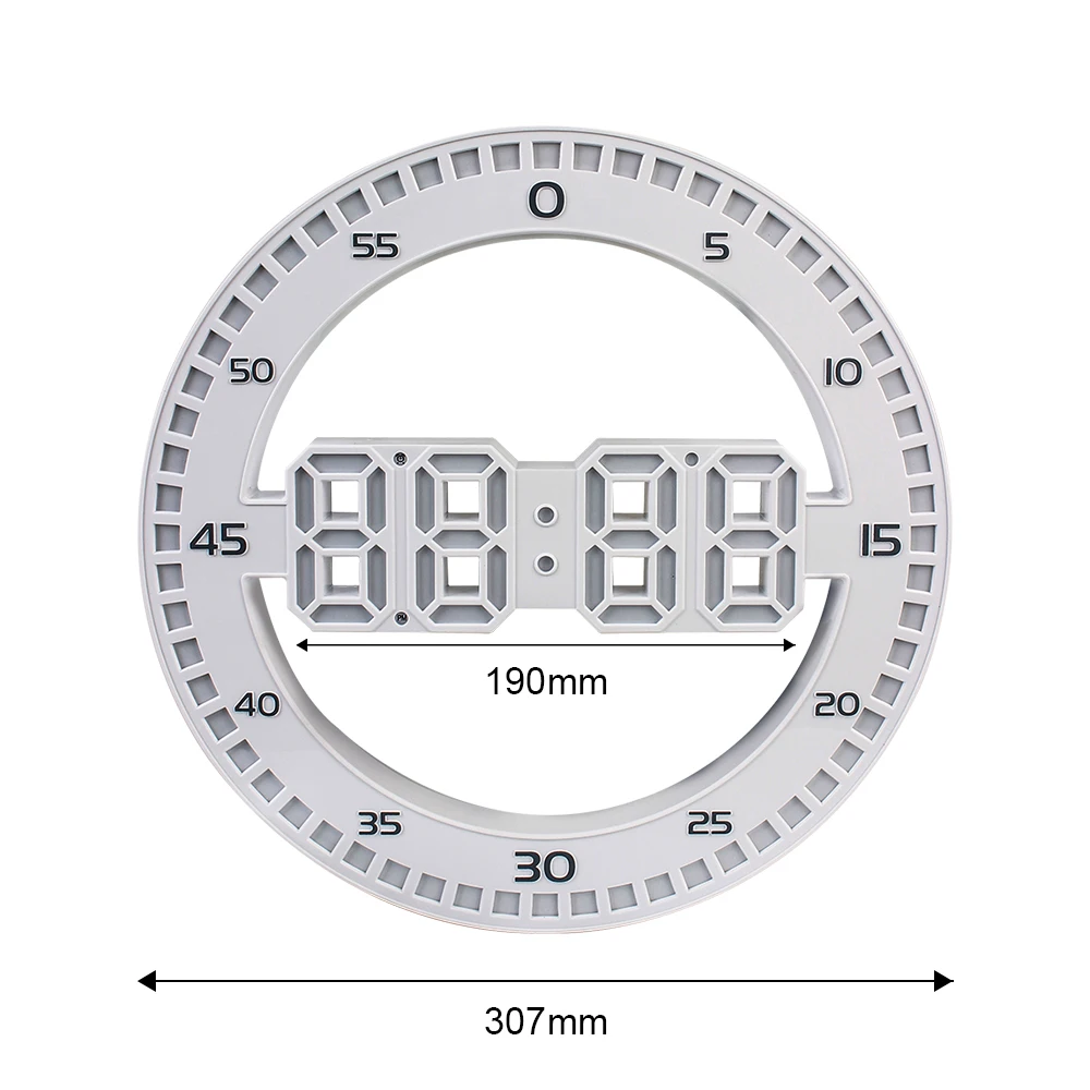 وحدة إضاءة LED جداريّة على مدار الساعة ميزان الحرارة لغرفة المعيشة ديكور المنزل إنذار مع التقويم الصامت ثلاثية الأبعاد الرقمية التعميم مضيئة