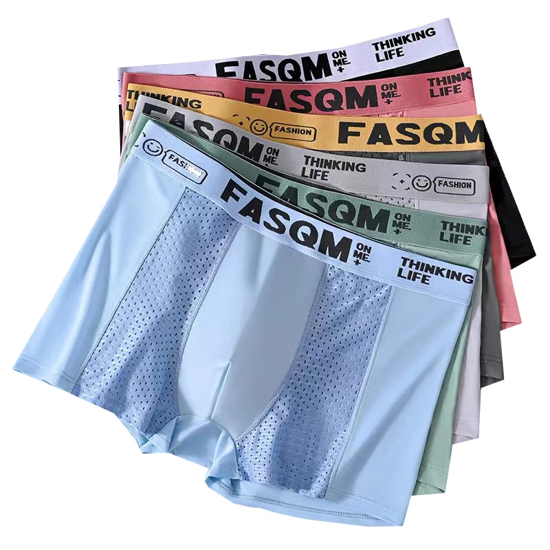 

6pcs/set Summer Men’s Boxer Antibacterial Cool Men's Underpant Mesh Breathable Men's Underwear Four Corners Flat Pants