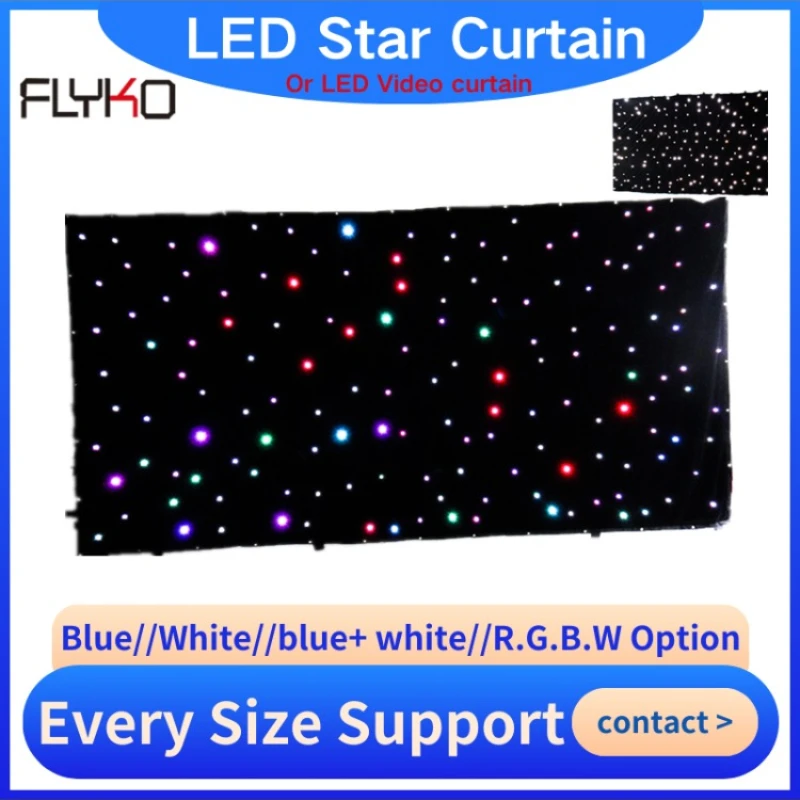 Free shipping white& blue led star cloth, led curtains LED Backdrop DMX512 Control For Stage Pub DJ Wedding Event Show