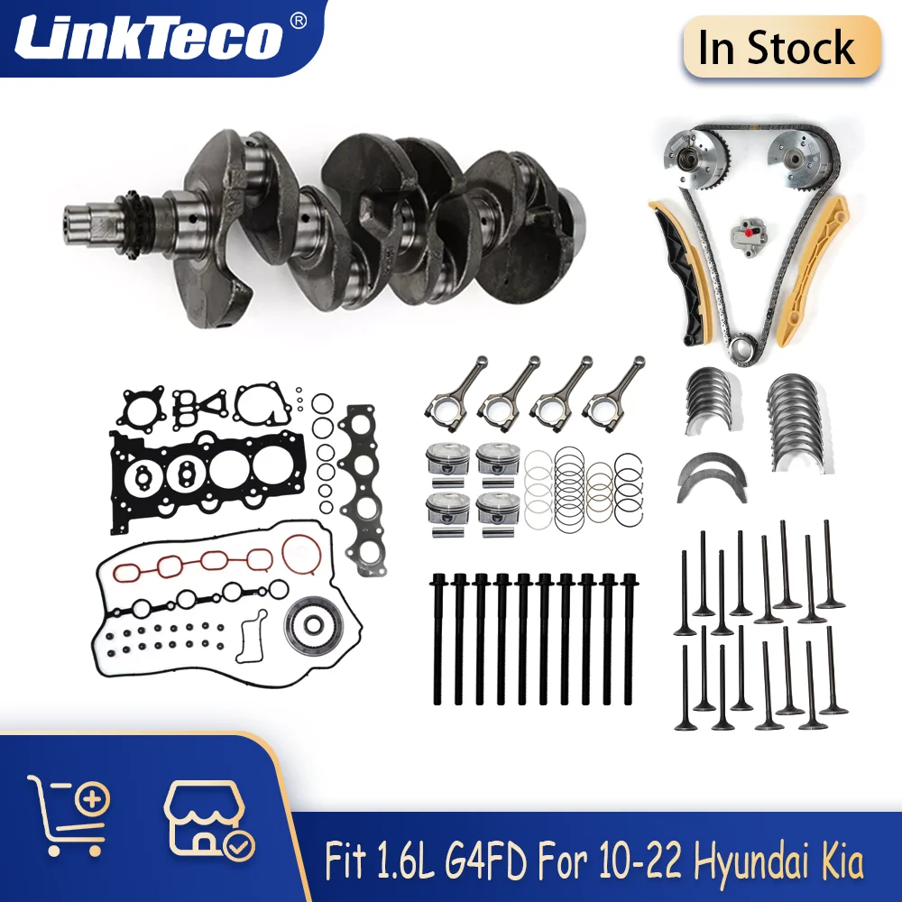 

Crankshaft Set Timing Chain Kit Full Gasket Set Piston Set Valves Fit 1.6L G4FD For 10-22 Hyundai Veloster Accent Elantra Kia