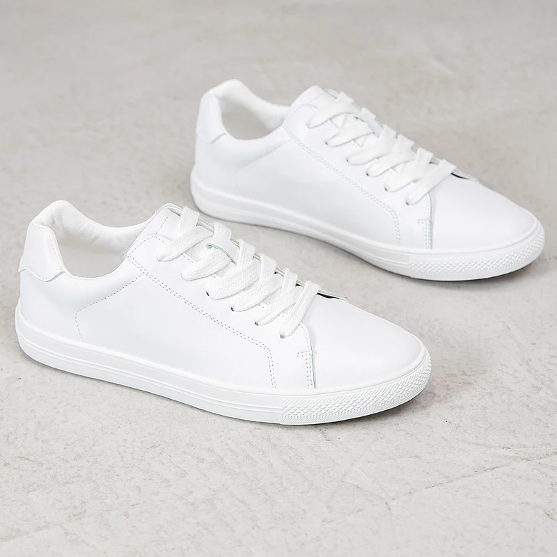 High Quality Leather Sneakers Lnner Heightening Women Flat Casual Shoes White Fashion Trends Spring 2023 girl shoes for kids