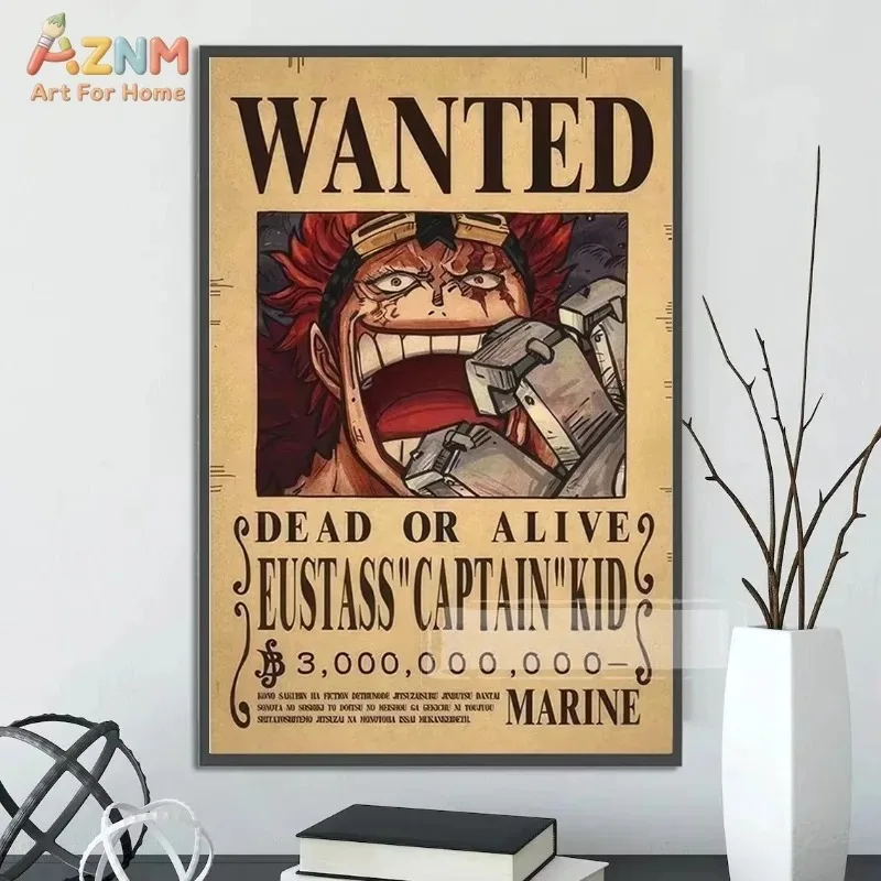 AZNM One Piece Luffy Gear 5 Wanted Poster Canvas Print Vintage Anime Wall Art Home Living Room Bedroom Decor Painting Gift - view 5