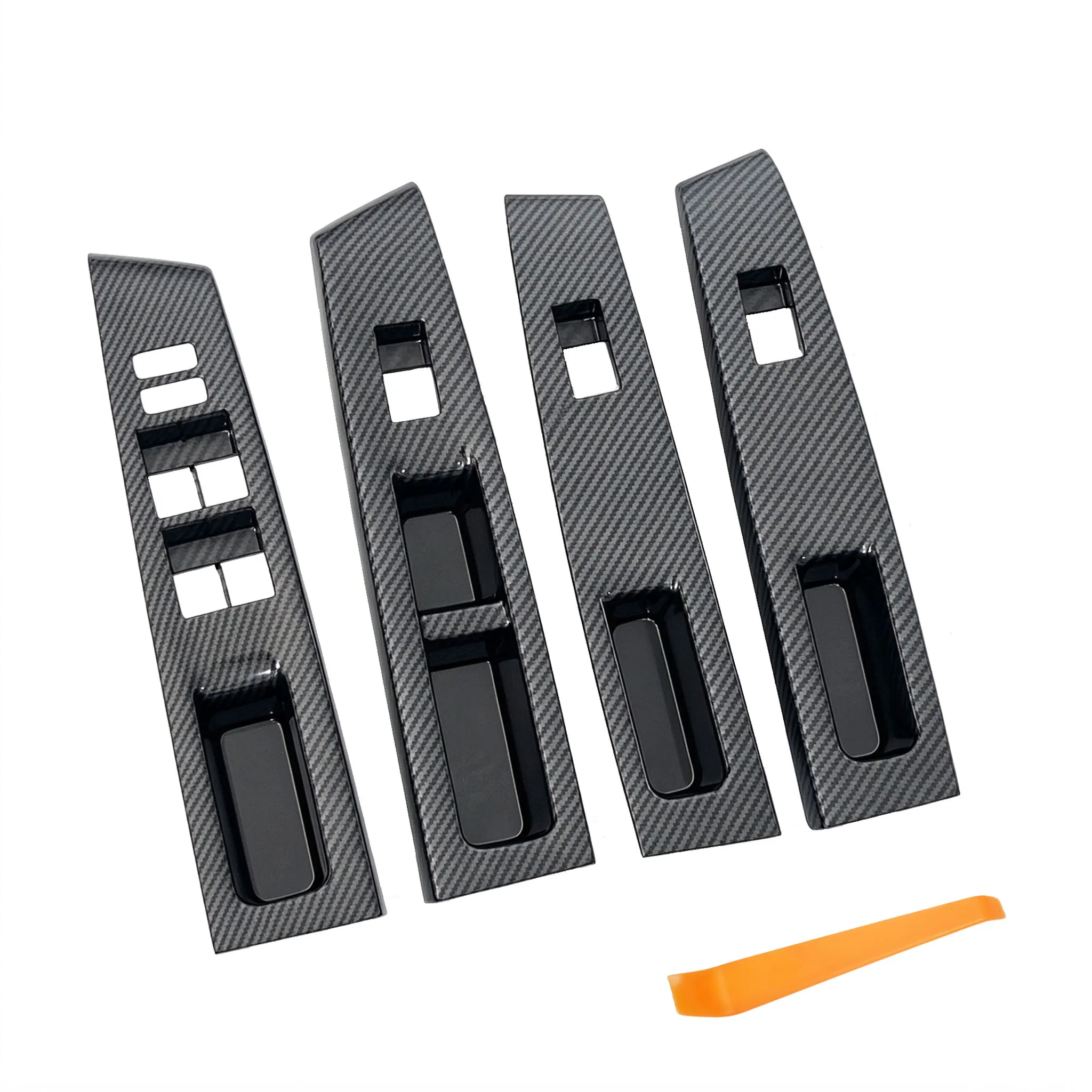 Car Window Switch Bezel Panel For Toyota Yaris/Vitz 2011 2012 2013 2014 Carbon Fiber Texture 74232-52550-C0 Door Trim Cover