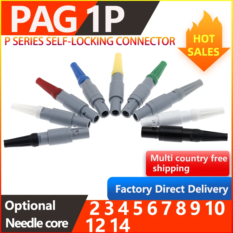 PAG 0° 1P 2 3 4 5 6 7 8 9 10 12 14Pin Medical Plastic Round Push-pull Self-locking Connector Male Plug