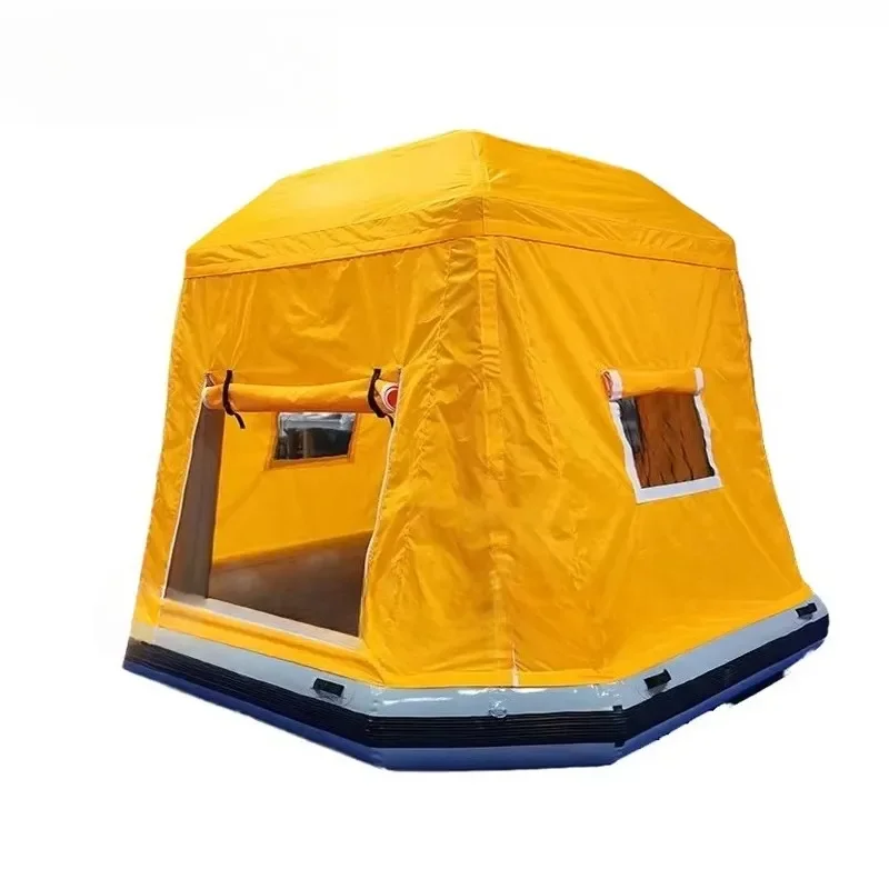 Family Camping Inflatable PVC Floating Water Raft Tent for Water Play Rafting Activities Water Amusement Facility Equipment
