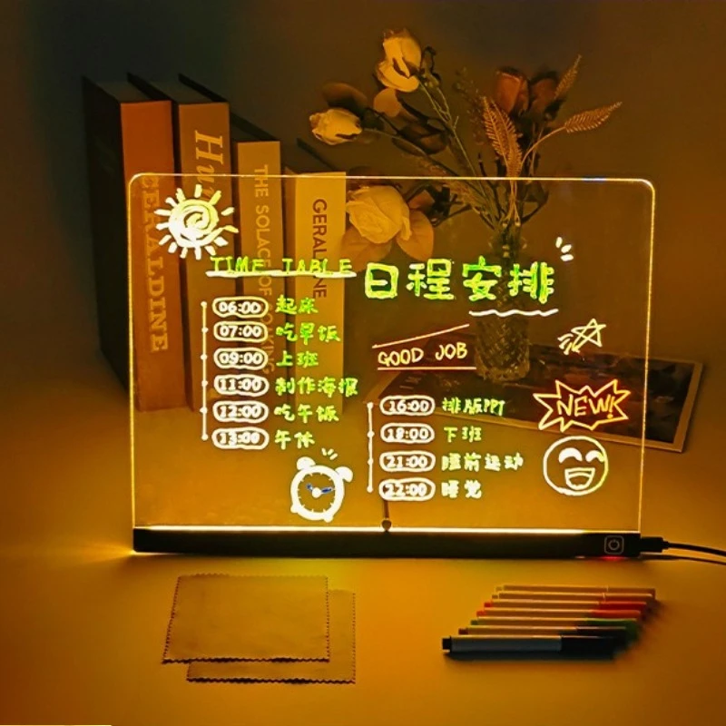 

Совершенно новая прозрачная светящаяся акриловая доска для заметок, перезаписываемая светящаяся рекламная доска, рукописный ночник с граффити