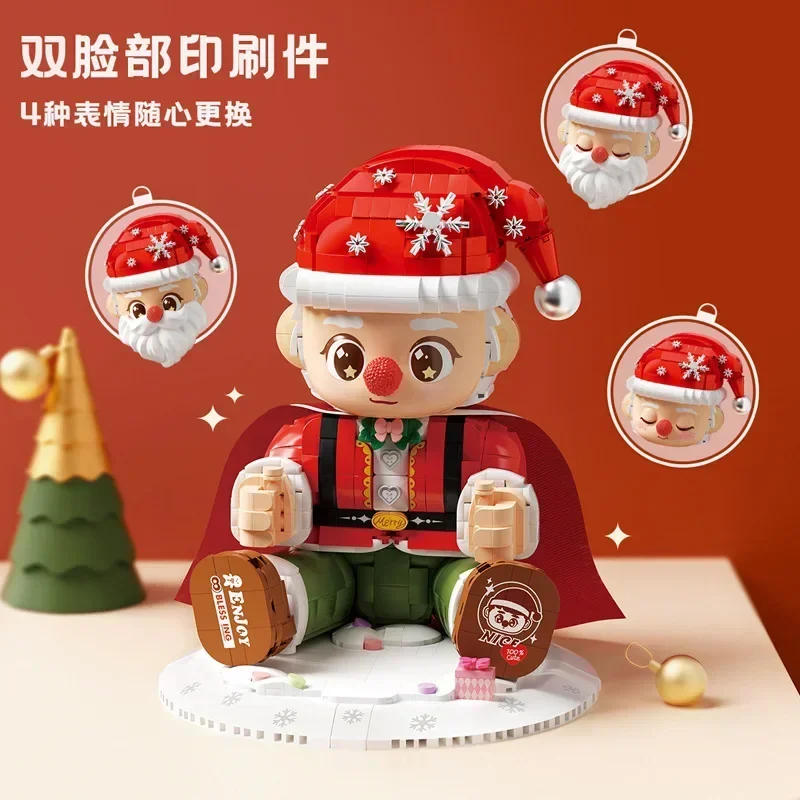 Creative LOZ Puzzle Brick Set with Model Decoration of Santa Claus, Christmas Aromatherapy Gift for Men and Women