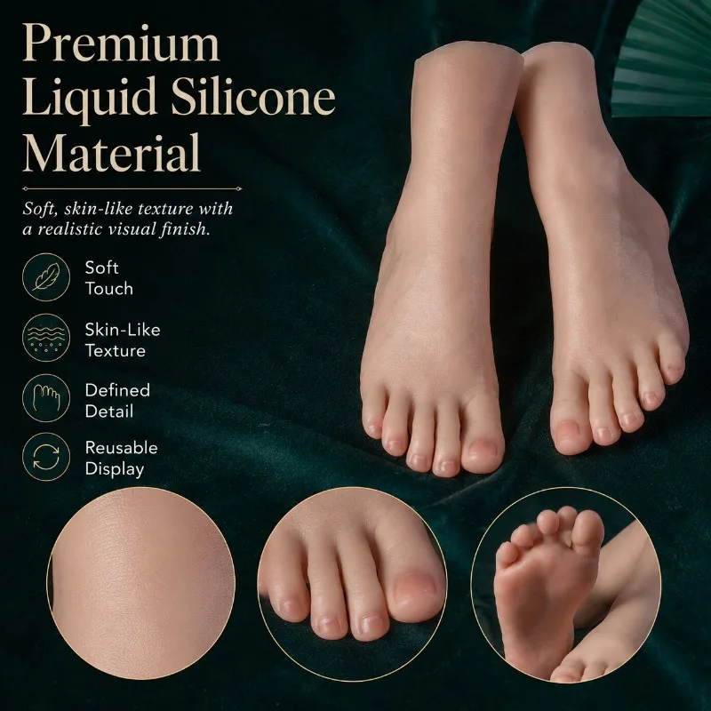 

1:1 Life-Size Foot Model Anatomically Inspired Shape Female Realistic Silicone Foot Model for Manicure High Heel Photography