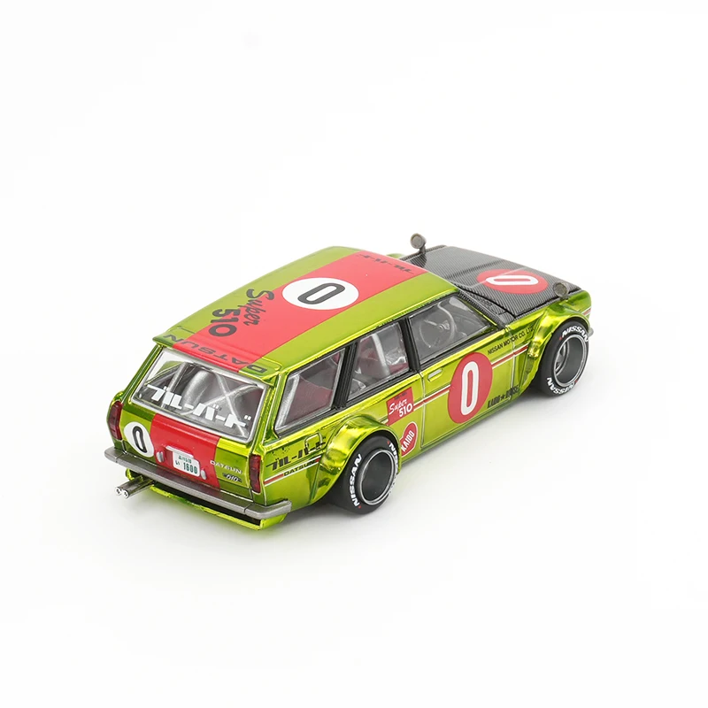 KHMG 510 Datsun 1:64 Wagon 0G FLO GEEL Te Openen Kap 164 Diecast Auto Model Kaido Huis MINIGT