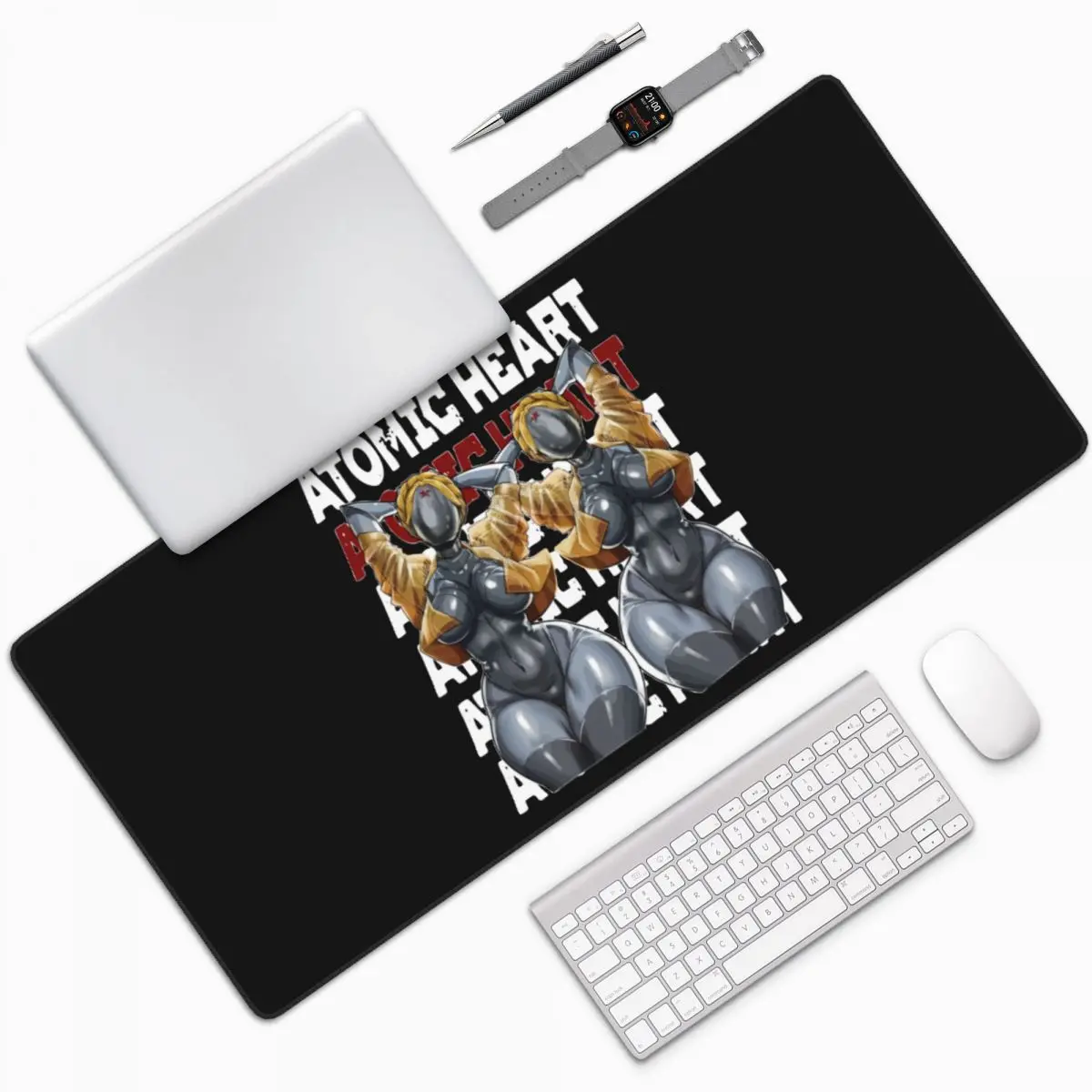 Atomic Heart Robot Twins Keyboard Desk Mat Mousepad Large Gaming Fabric Computer Mouse pad