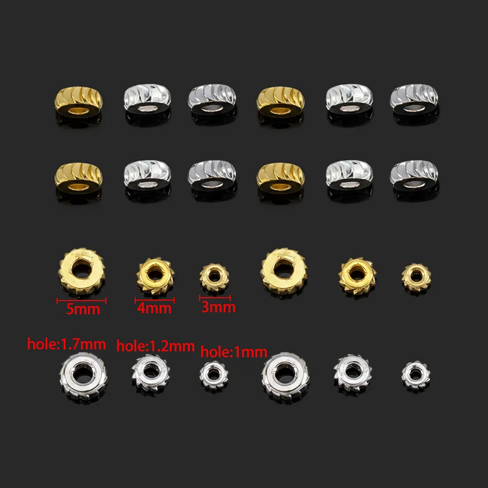 10pcs 50pcs 100pcs Metal Bulk Beads 18K Gold Plated Brass Round Corrugated Spacer Beads For DIY Bracelet Necklace Jewelry Making