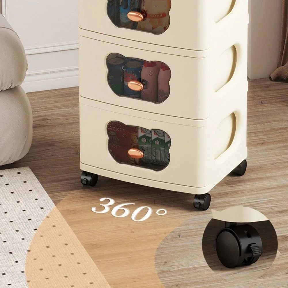 New Multi-Layer Drawer Storage Cart Movable Design Sliding Drawers Storage Cabinet Wheeled Base Storage Rack Snack Storage