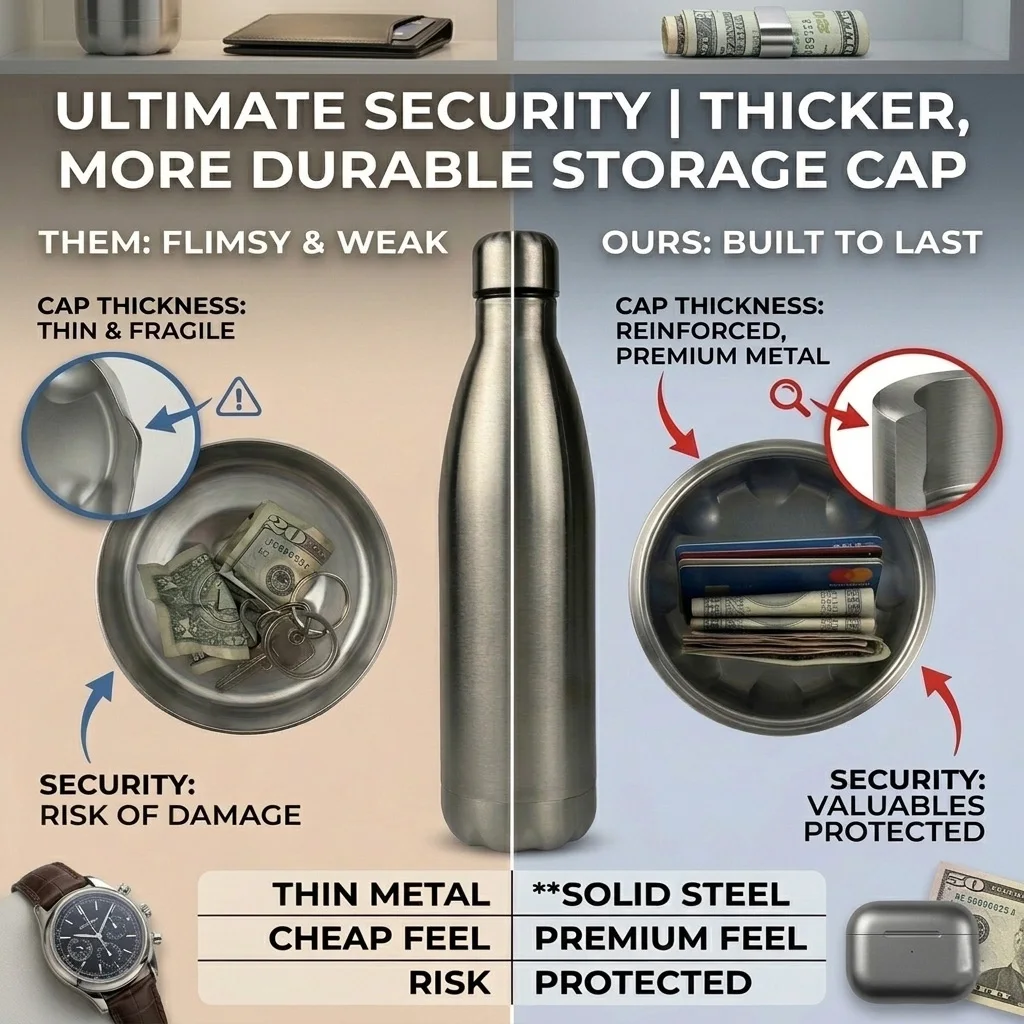 Upgraded 750ml Diversion Water Bottle Hidden Safe Secret Compartment for Cash Keys Pills Portable Travel Gym Anti-theft Bottle view 3