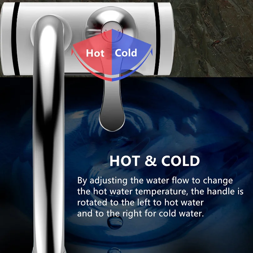 110V 회전식 욕실 주방 난방 수돗물 수도꼭지, 탱크 없는 전기 온수기 수도꼭지, LED 디지털 디스플레이 포함