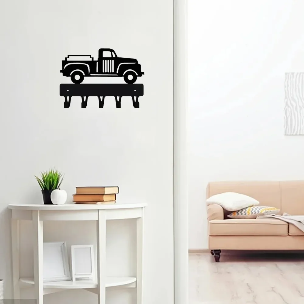 CIFBUY Vintage Pickup Truck Aircraft Metal Wall Art Key Holder Iron Hanging Sculpture Rustic Home Entryway Decor Ornament Gift