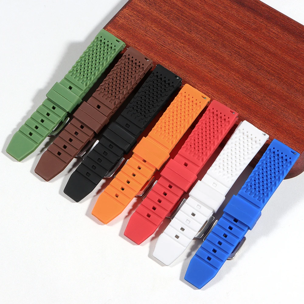 Silicone Watch Strap for Seiko for Omega Watchband Quick Release Breathable 16mm 18mm 20mm 22mm 24mm Rubber Soft Women Men Band view 5