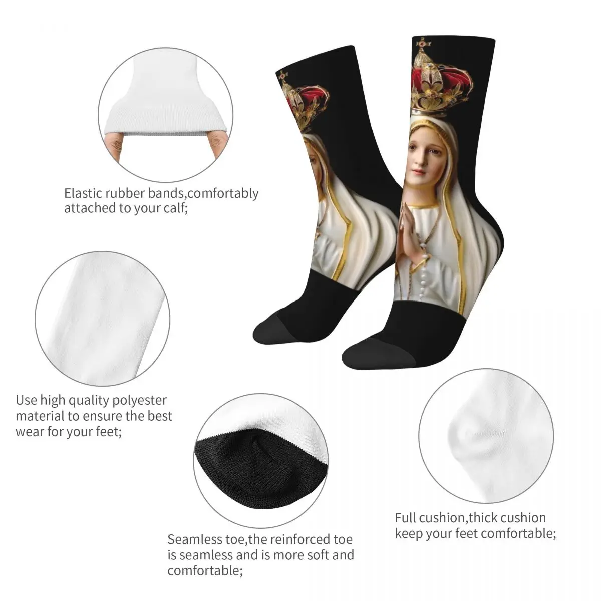 Women Our Lady Of Fatima Socks Warm Fashion Immaculate Mary Socks Novelty Merch Middle TubeSocks Small Gifts