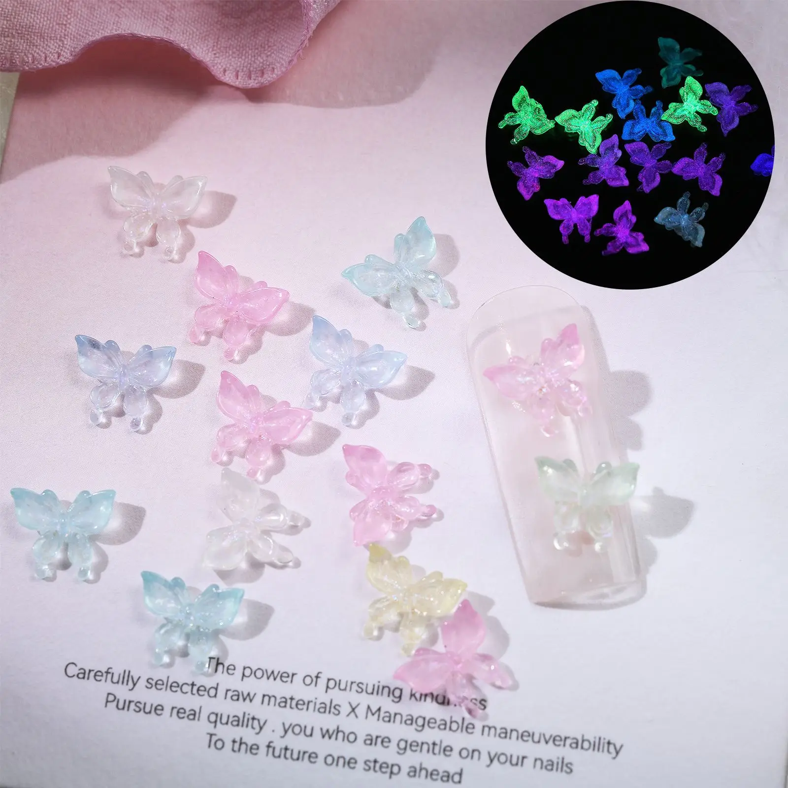 Butterfly Parts Nail Art Decoration Kawaii 3D Elf Butterfly Resin Manicure Charm Rhinestones DIY Nails Tips Figures Girl Gifts