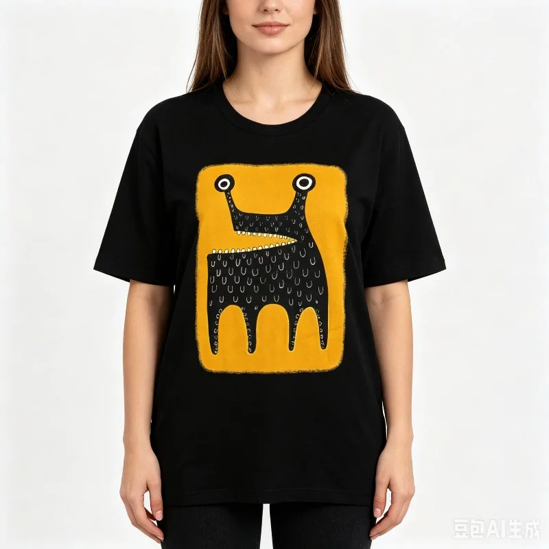 Weird Abstract Monster Art Graphic Women's T-Shirt Skate Camping Tarot Rock Loose Short Sleeve Summer White Black Tees