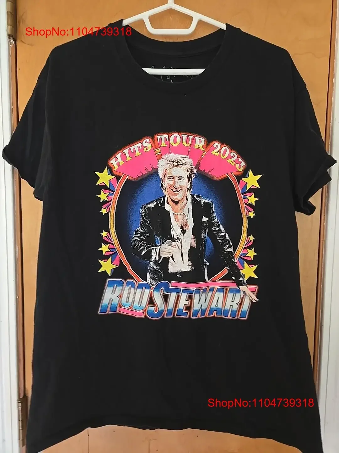

Футболка Rod StewarT Hits Tour 2023, официальный товар для взрослых, большой винтажный стираный растянутый стильный слегка дышащий
