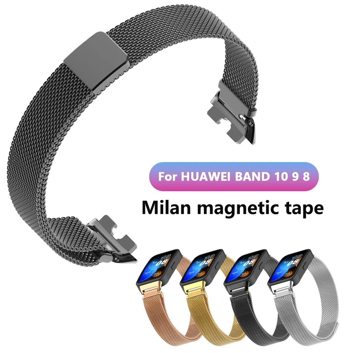 Suitable for Huawei Band 10 9 8  Milanese Magnetic Buckle Strap Metal Connector for Huawei Band 10  Generation Replacement Strap