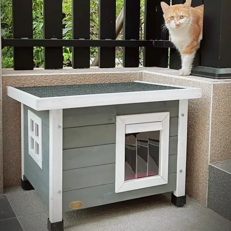 Outdoor, Cat House, Rainproof, Waterproof, Wooden Villa, Cage, Outdoor, Rabbit Nest, Warm, House,  Stray