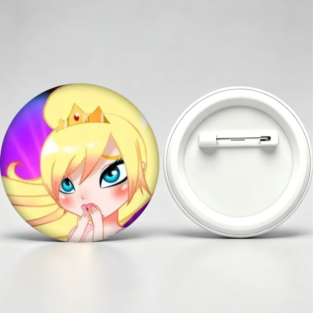 Handmade Creative Brooch Pin 58mm Tinplate Badge, Princess Peach Cartoon Princess Lapel Pin, Clothing Gift Accessory